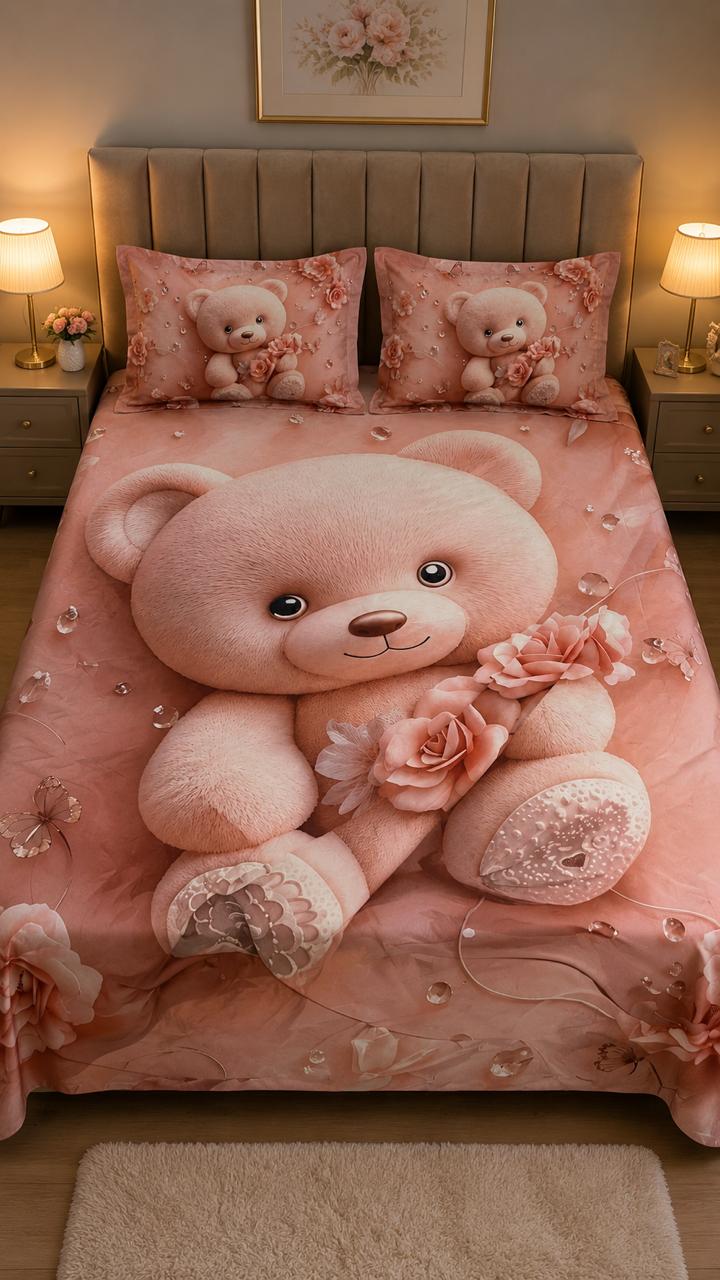 7D High Resolution Teddy Bear Kids Bedsheet